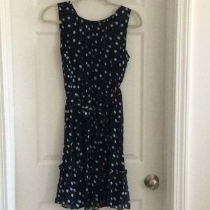 Dressbarn Navy Blue White polka dot dress